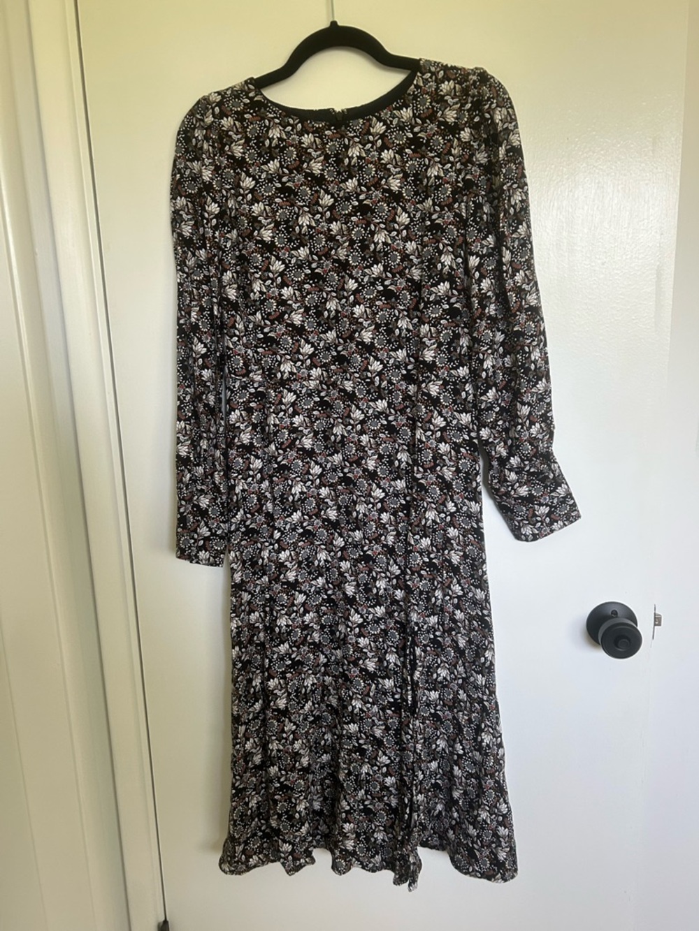 J Crew Floral Long Sleeve Midi Dress
